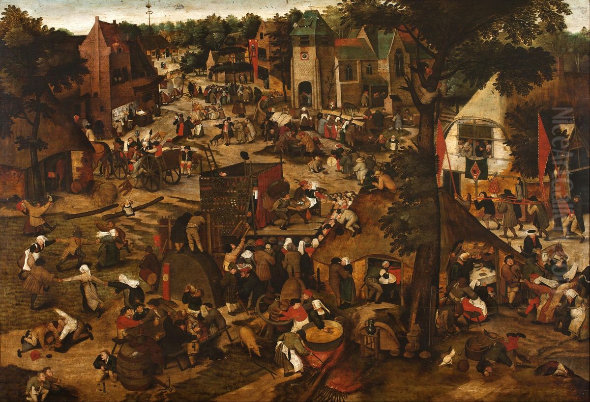 Fair with a theatrical presentation Oil Painting by Pieter Brueghel the Younger
