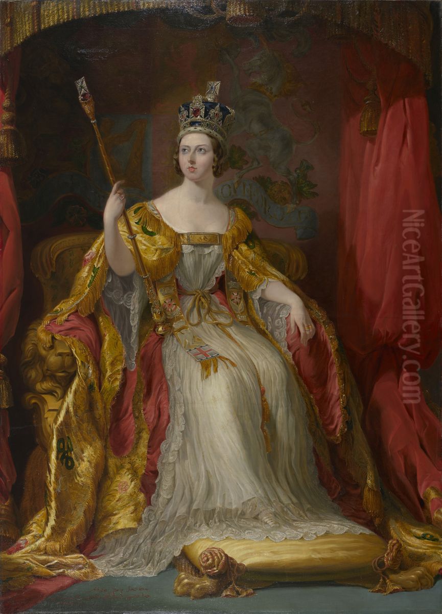 Queen Victoria (1819-1901). Reigned 1837-1901 Oil Painting by George Hayter