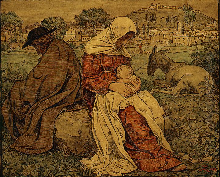 Ruhe auf der Flucht nach Agypten Oil Painting by Hans Thoma