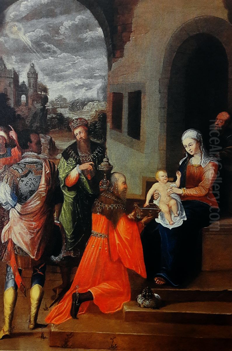 Adoration of the Magi. Oil Painting by Georg Pencz