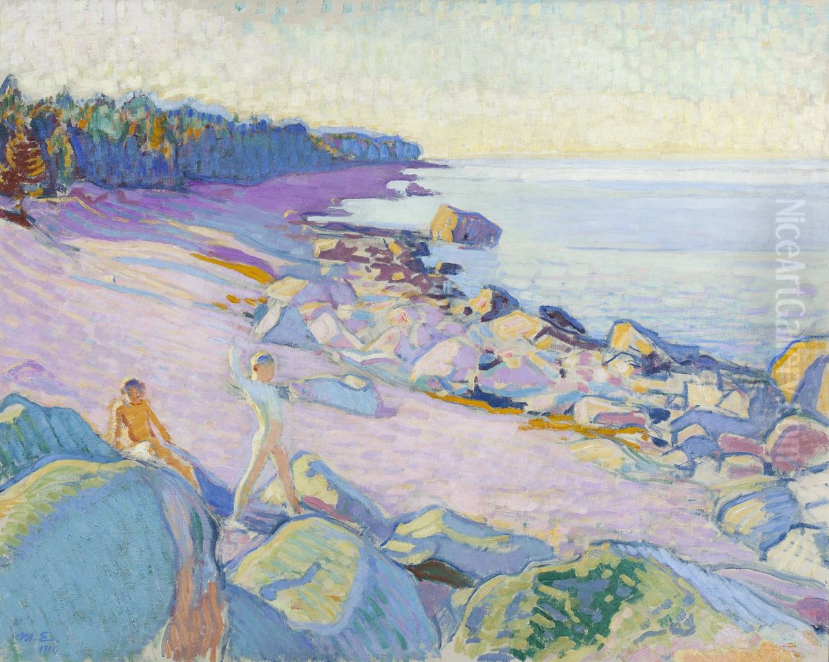 Boys on the Beach Oil Painting by Magnus Enckell