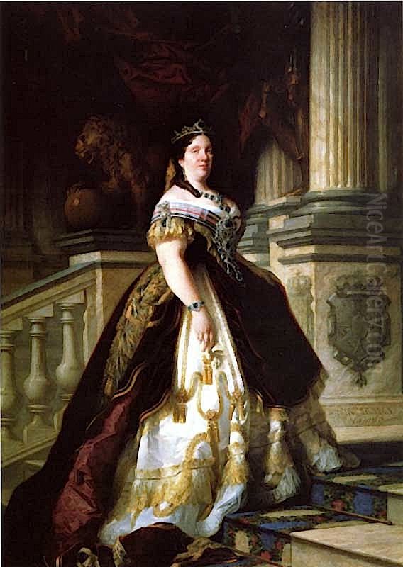 Portrait of Isabella II of Spain (1830-1904) Oil Painting by Jose Casado del Alisal