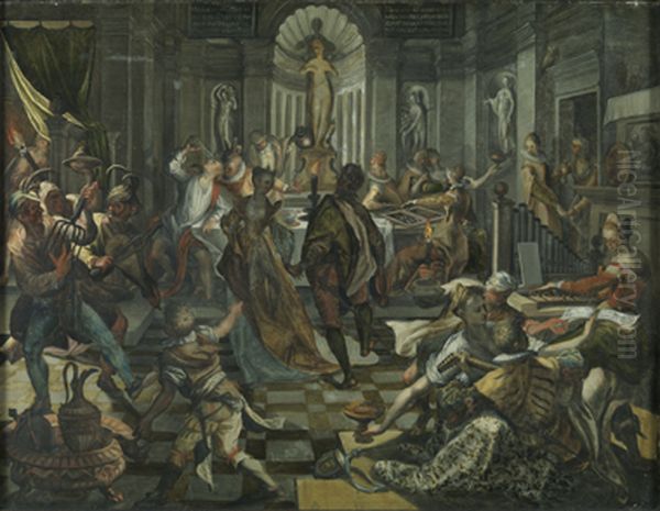 Nocturnal party and masquerade Oil Painting by Joos van Winghe