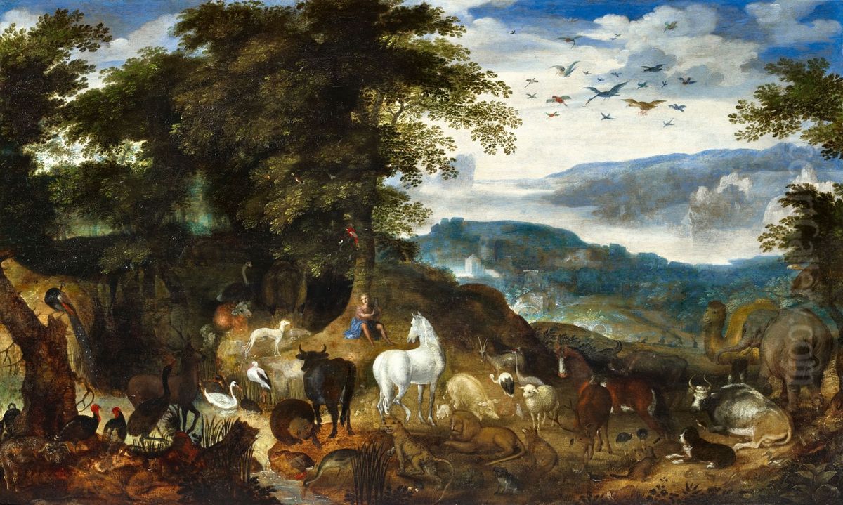 Orpheus Charming the Animals and Trees with his Song Oil Painting by Jacob Savery