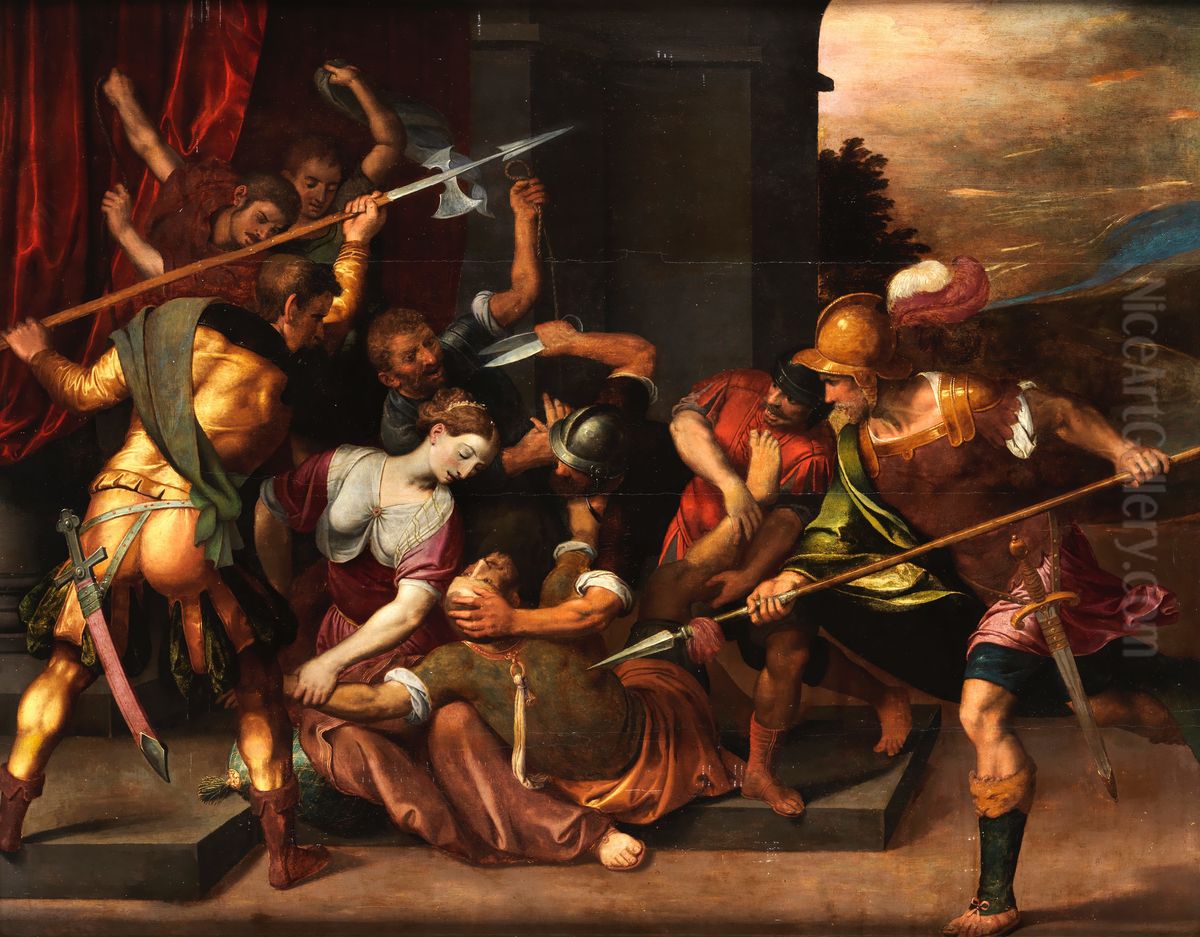 The capture of Samson by the Philistines Oil Painting by Joos van Winghe