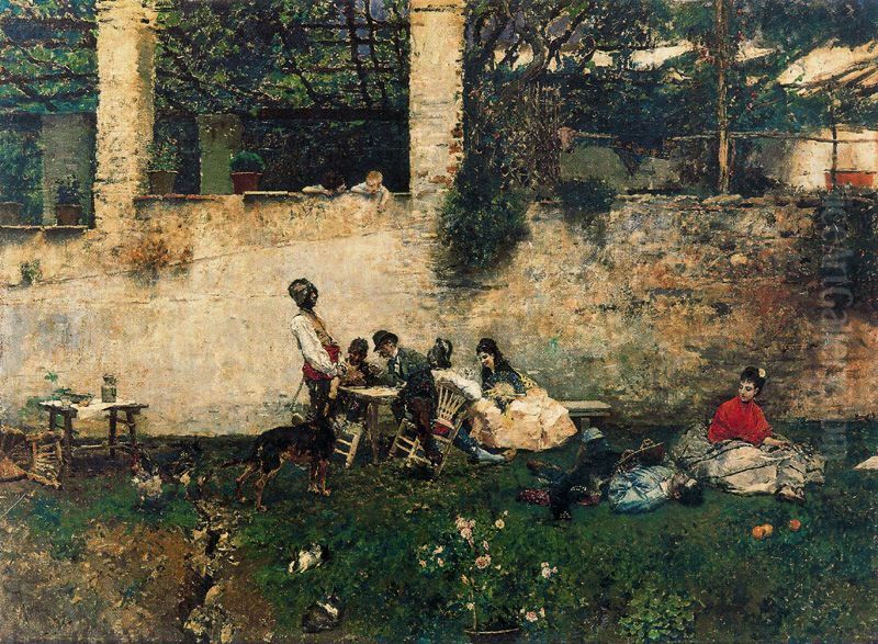 Dinar a l'Alhambra Oil Painting by Maria Fortuny Marsal