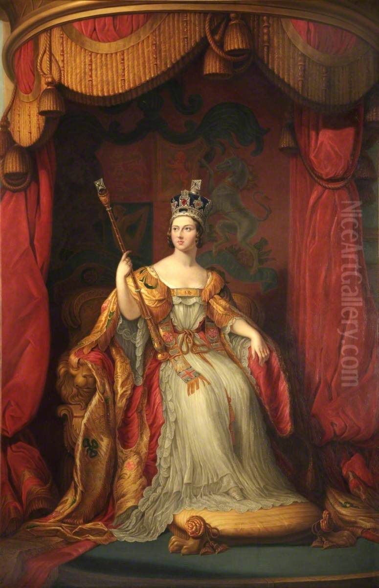 Queen Victoria (1819-1901), in Coronation Robes Oil Painting by Julia A. Gambardella