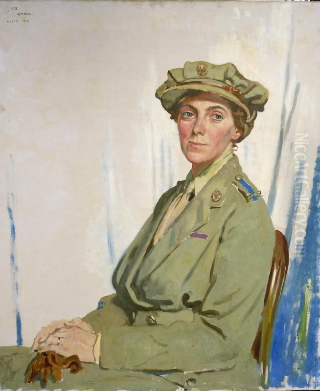 The First Chief Controller, QMAAC in France, Dame Helen Gwynne-Vaughan, CBE, DSC Oil Painting by William Orpen