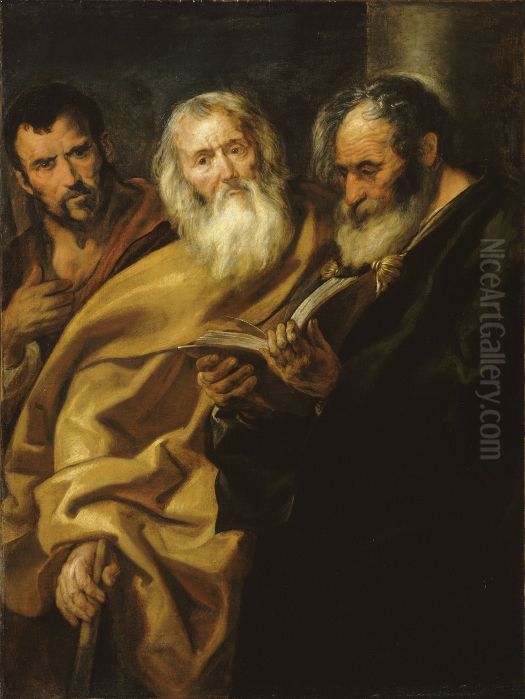 Saint Matthew and two apostles Oil Painting by Jacob Jordaens