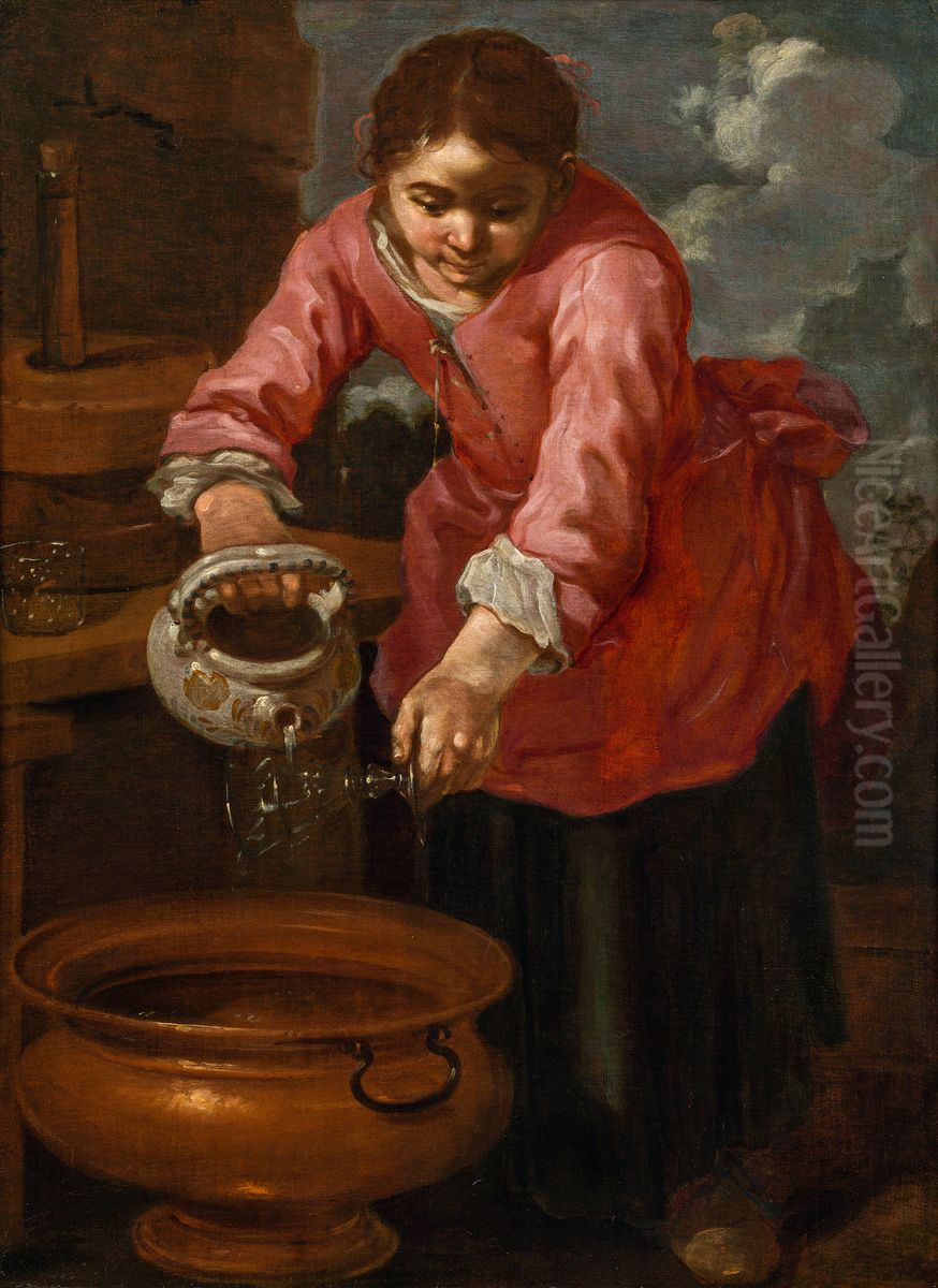 A young woman washing a glass (