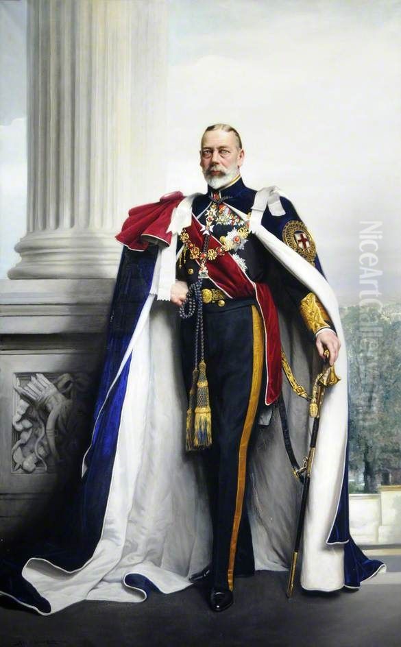 George V (1865-1936) Oil Painting by John St Helier Lander