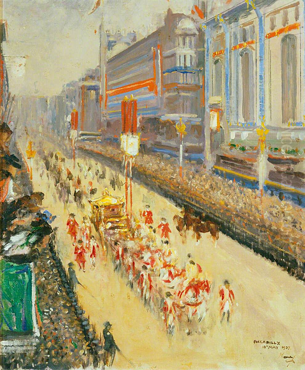Coronation Procession, Piccadilly, 12 May 1937 Oil Painting by John Lavery