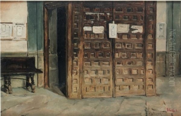 Interior de l'esglesia de Sant Sebastia Oil Painting by Maria Fortuny Marsal