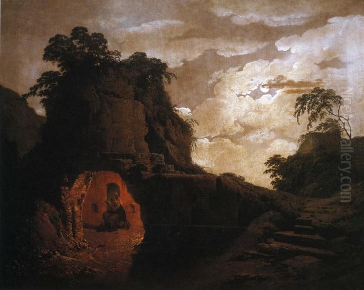 Virgil's Tomb, with the Figure ofSilius Italicus Oil Painting by Joseph Wright of Derby