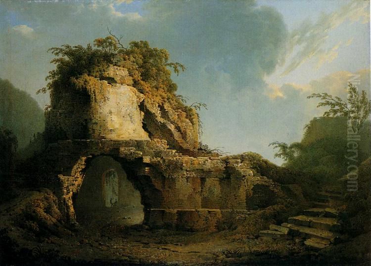 Virgil's Tomb: Sun Breaking through a Cloud Oil Painting by Joseph Wright of Derby
