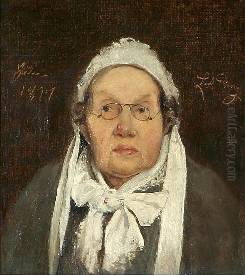 Portrait of Mrs. Oline Berg. Oil Painting by Laurits Andersen Ring