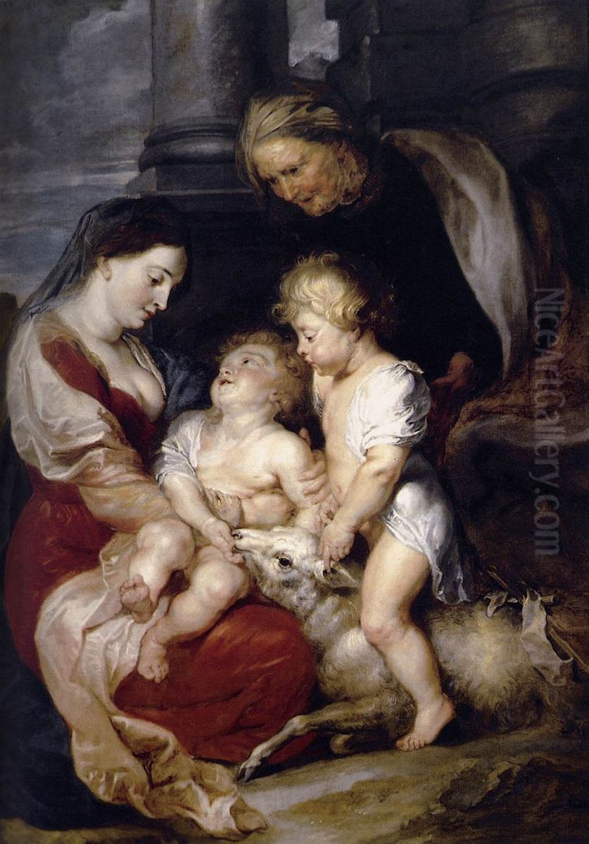Madonna and Child with Saint Elizabeth and the Young Saint John Oil Painting by (studio of) Rubens, Peter Paul