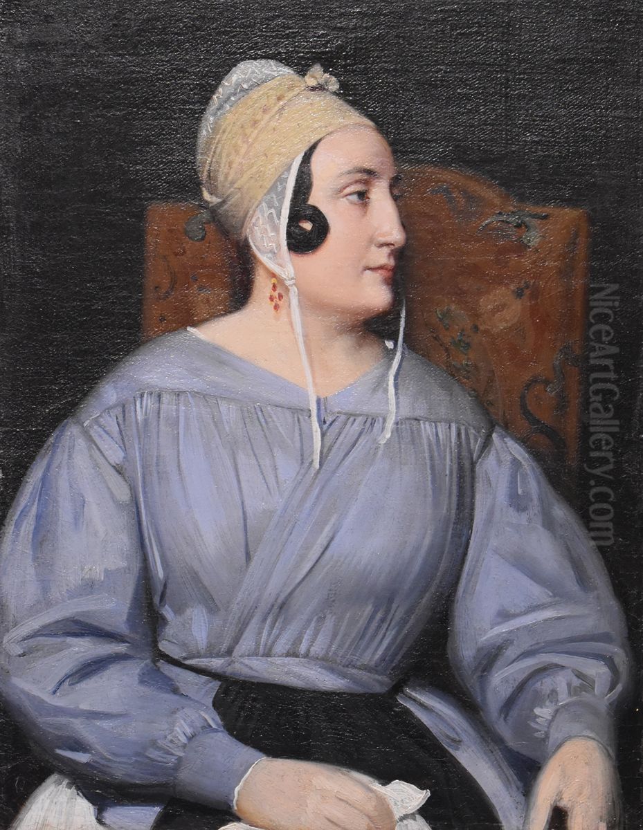Portrait d'Elisabeth Grange Oil Painting by Alexandre-Jean-Baptiste Hesse