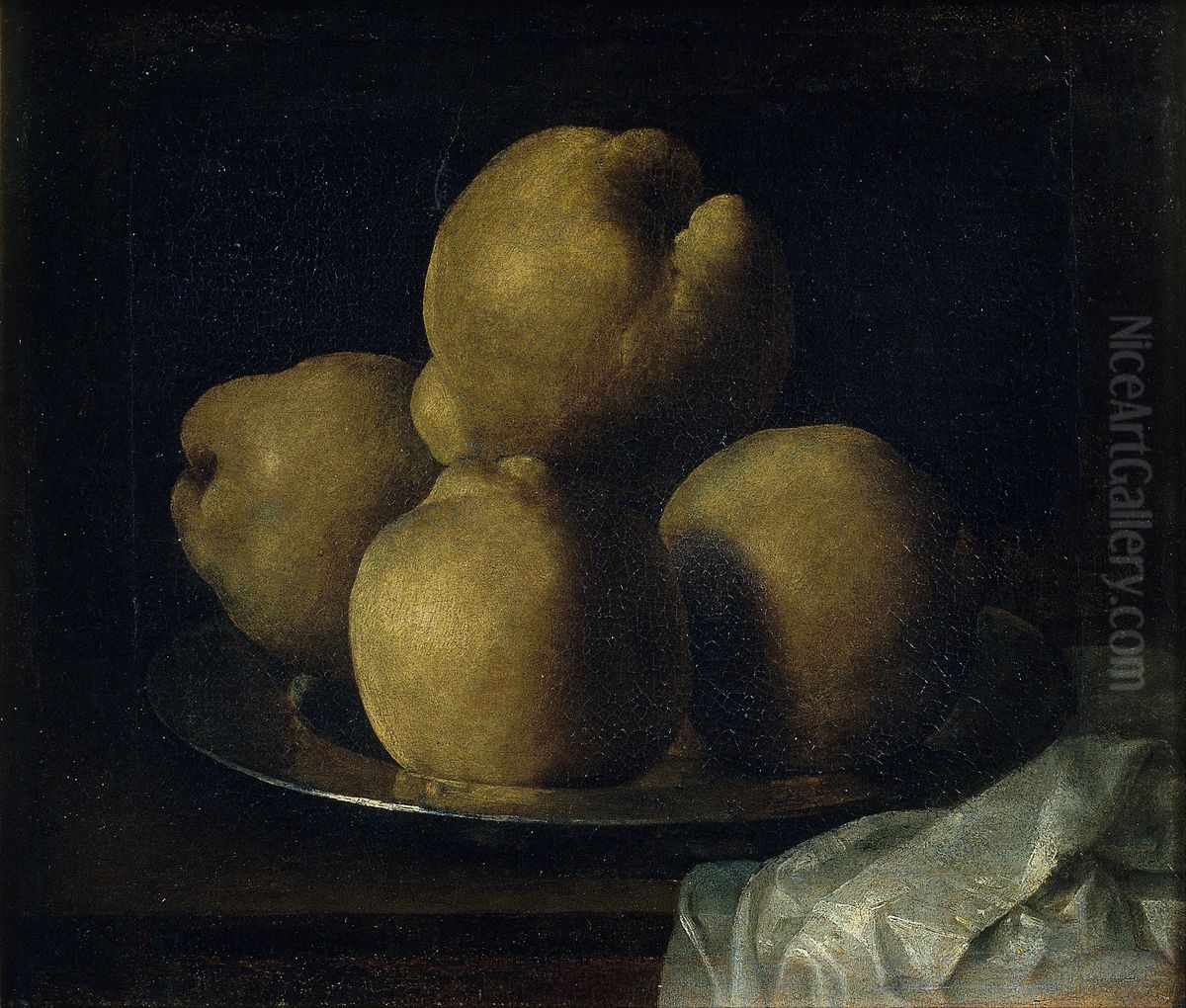 Still Life with Dish of Quince Oil Painting by Francisco De Zurbaran