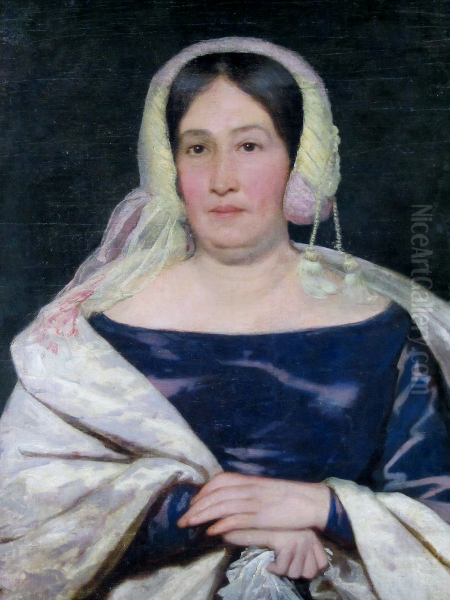 Retrato de la madre de Ramirez Rosales Oil Painting by Raymond Monvoisin