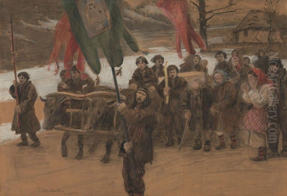 Hutsul funeral Oil Painting by Teodor Axentowicz