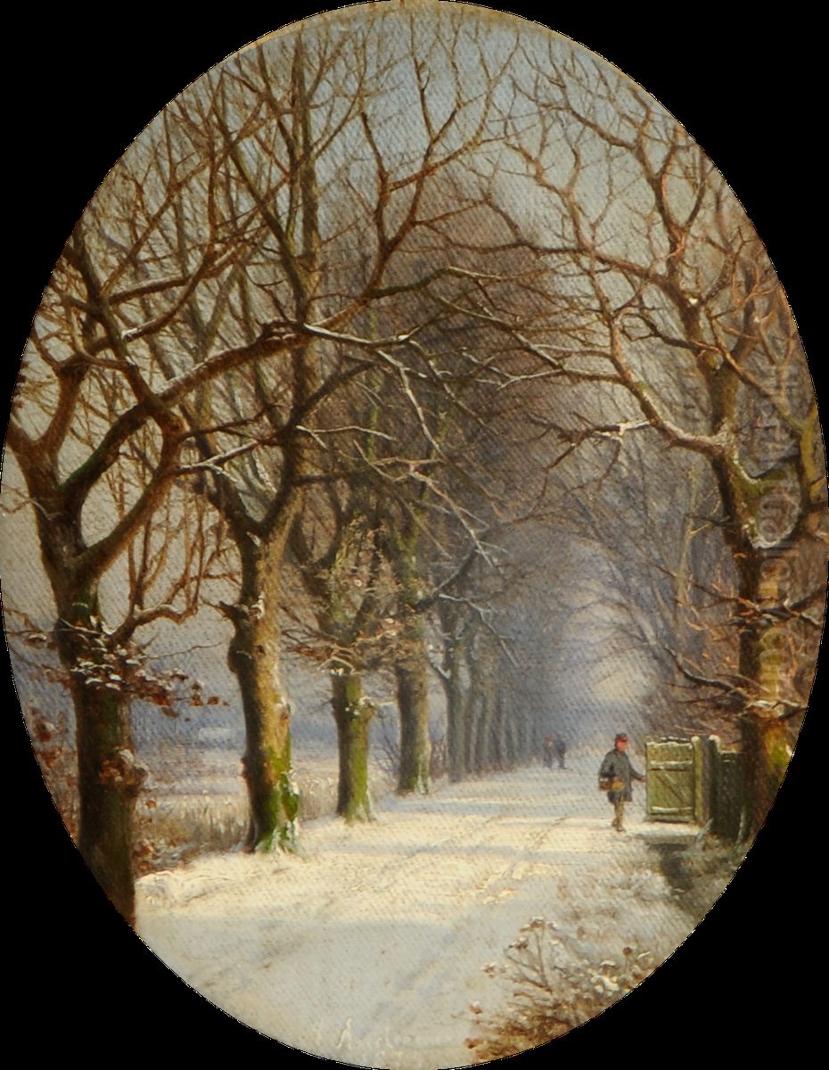 Winter landscape. (1873). Oil Painting by Anders Andersen-Lundby