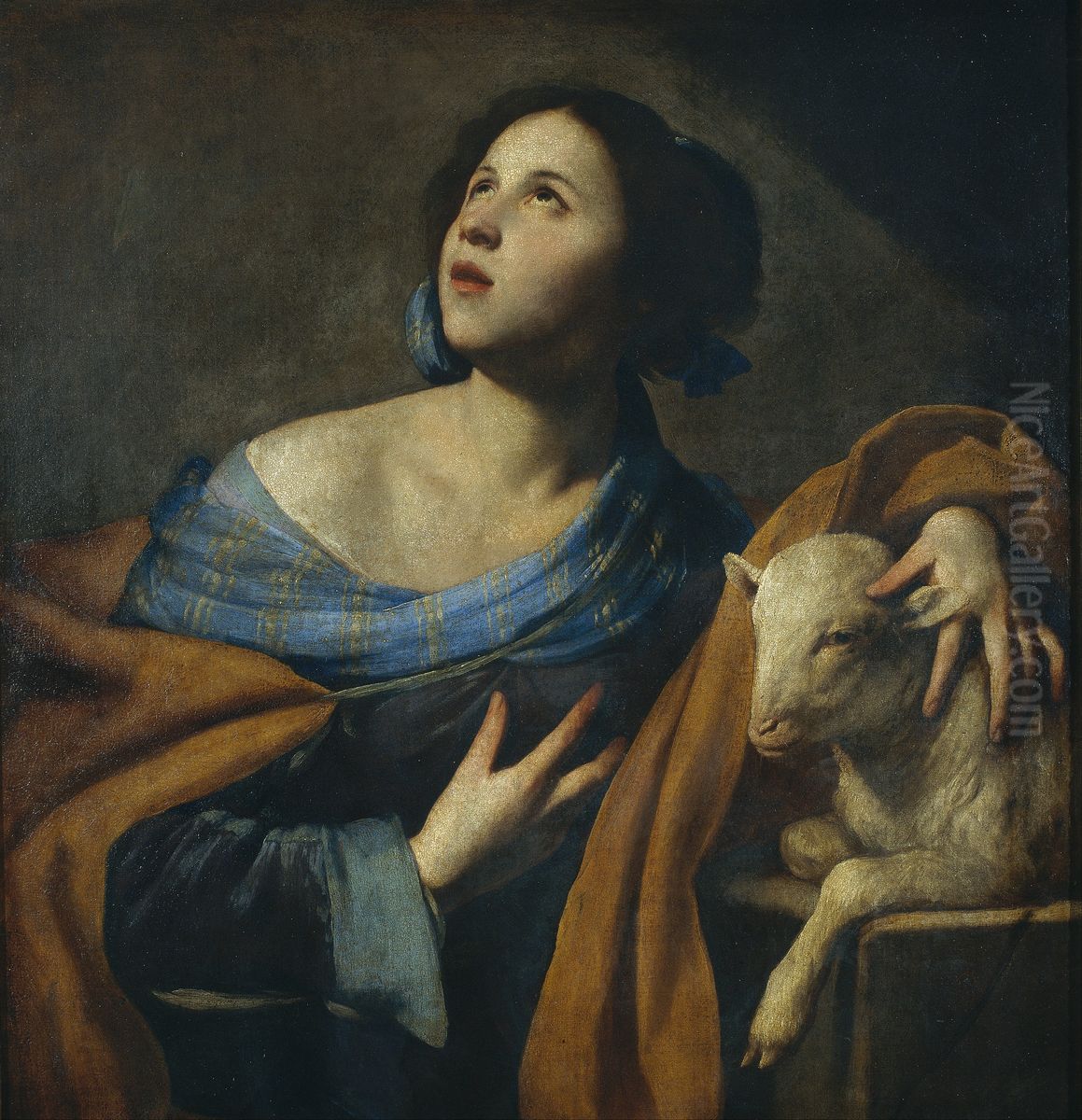 Saint Agnes Oil Painting by Massimo Stanzione
