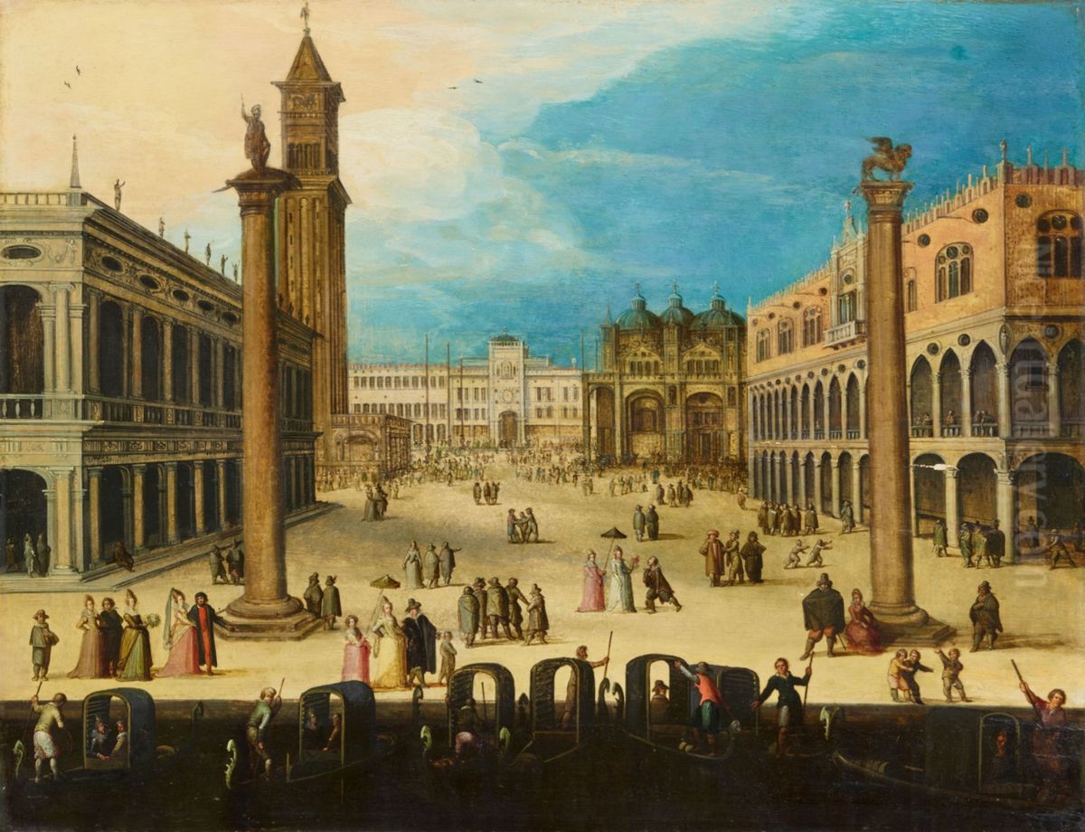 View of the Piazzetta in Venice Oil Painting by Louis de Caullery