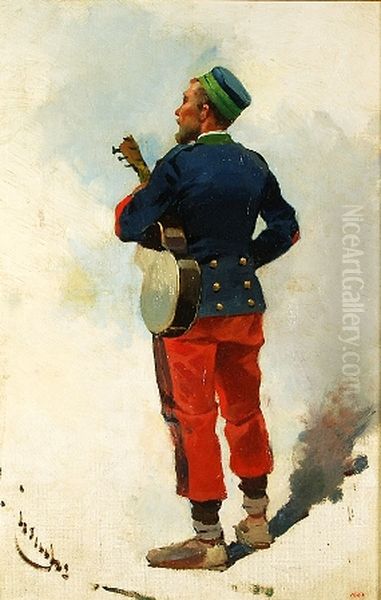 soldier Oil Painting by Josep Cusachs