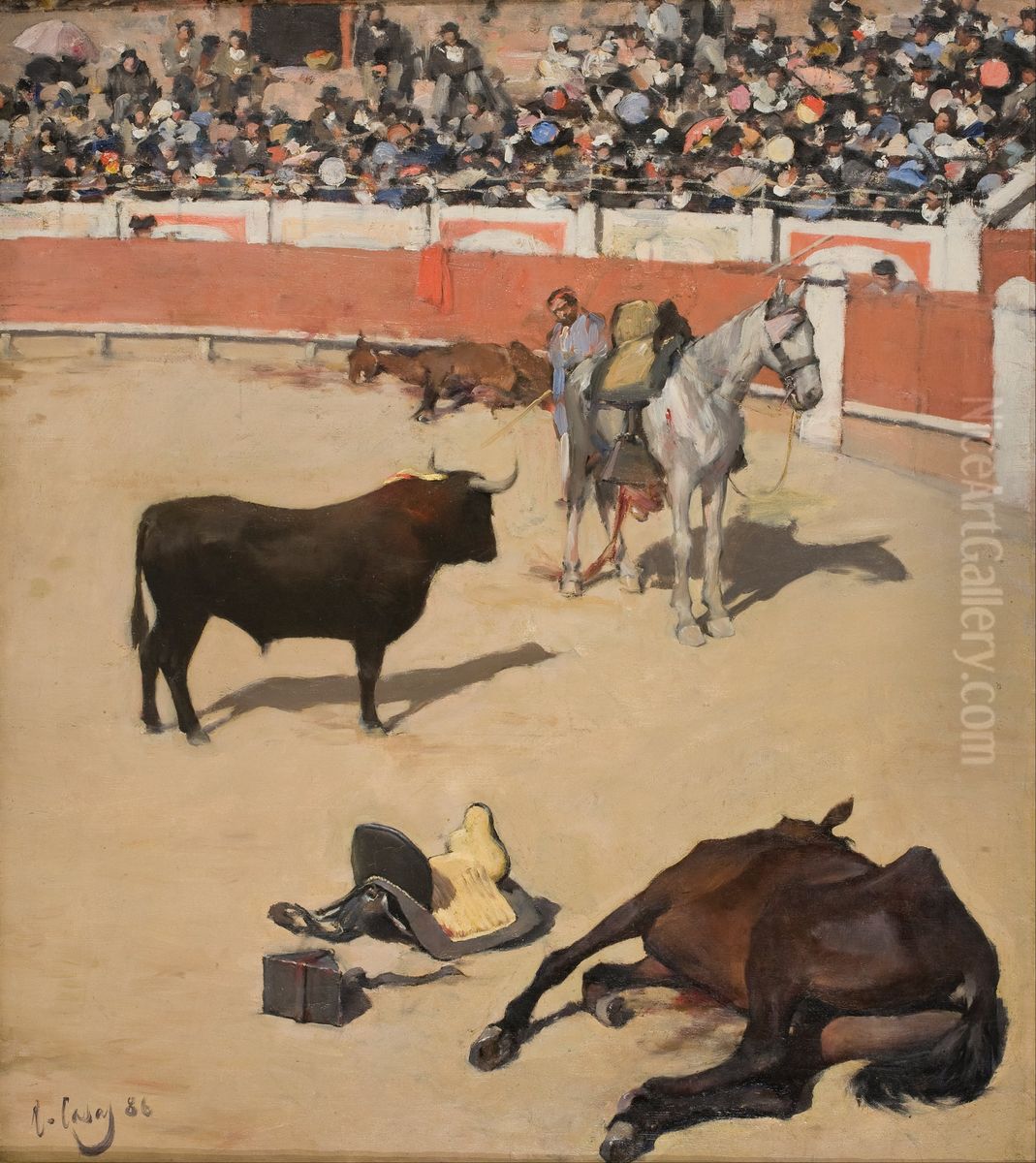 Bulls (Dead Horses) Oil Painting by Ramon Casas