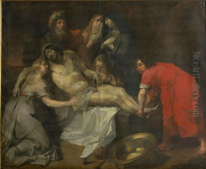 The entombment of Christ Oil Painting by Jan van den Hoecke
