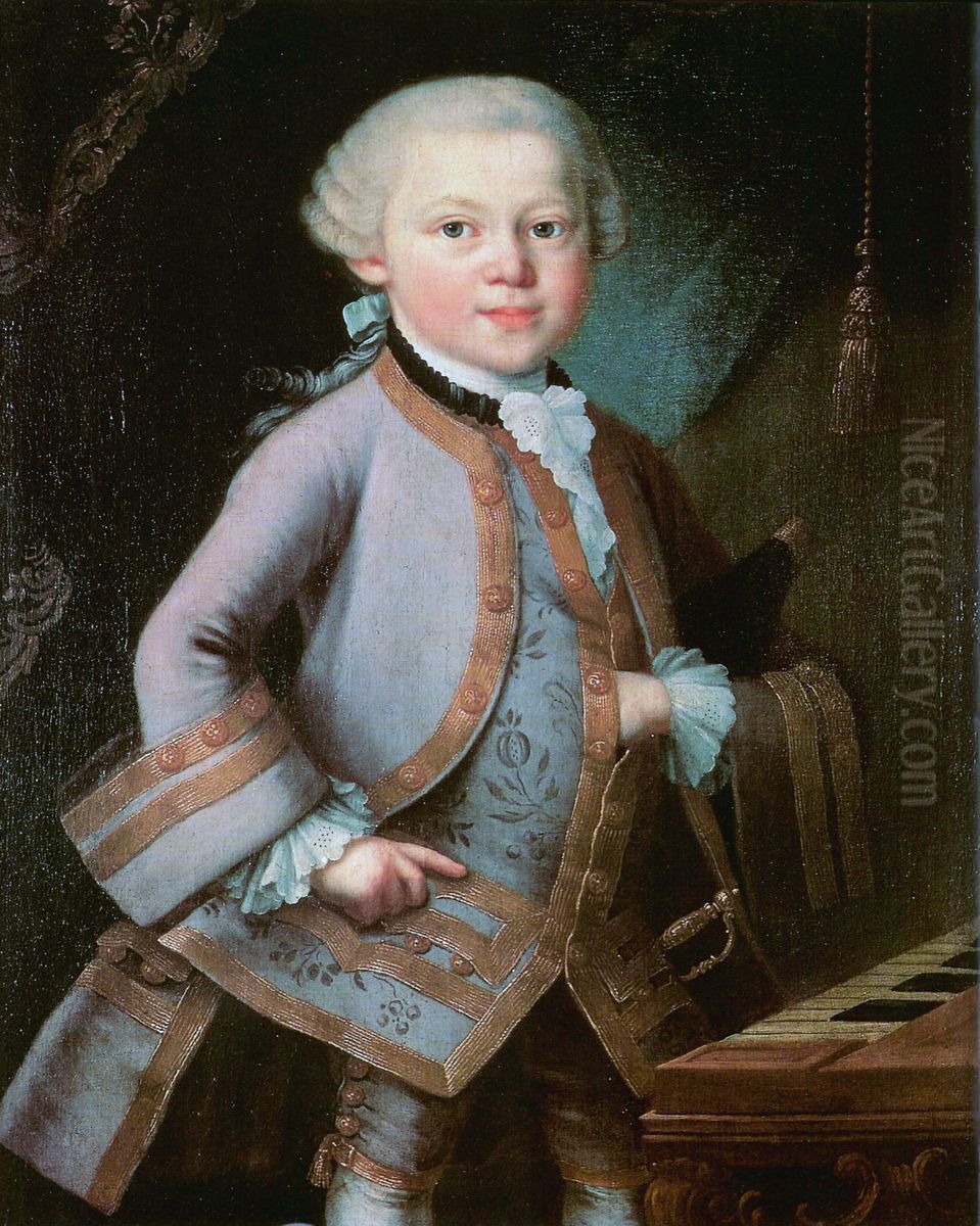 The Boy Mozart Oil Painting by Pietro Antonio Lorenzoni