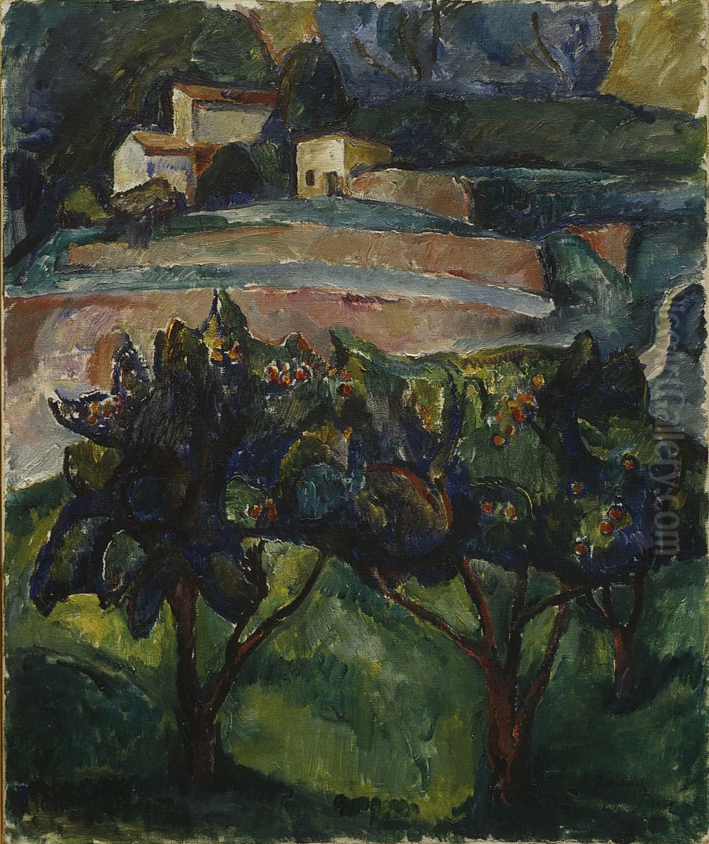 Landskap fra Syd-Frankrike Oil Painting by Per Deberitz