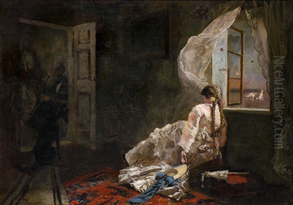 Summer Evening. Oil Painting by Jozef Chelmonski