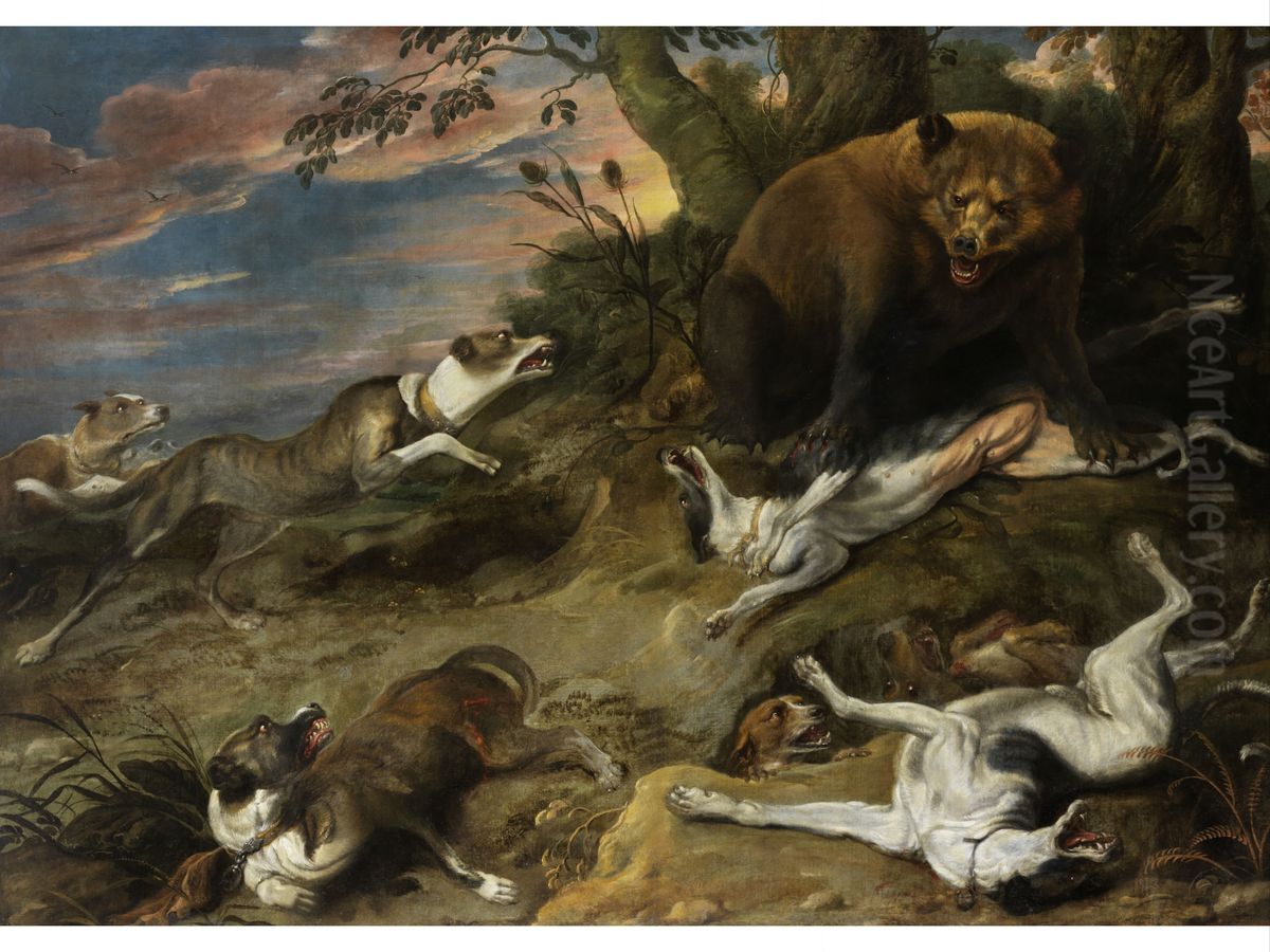 Greyhound hunting a bear Oil Painting by Frans Snyders