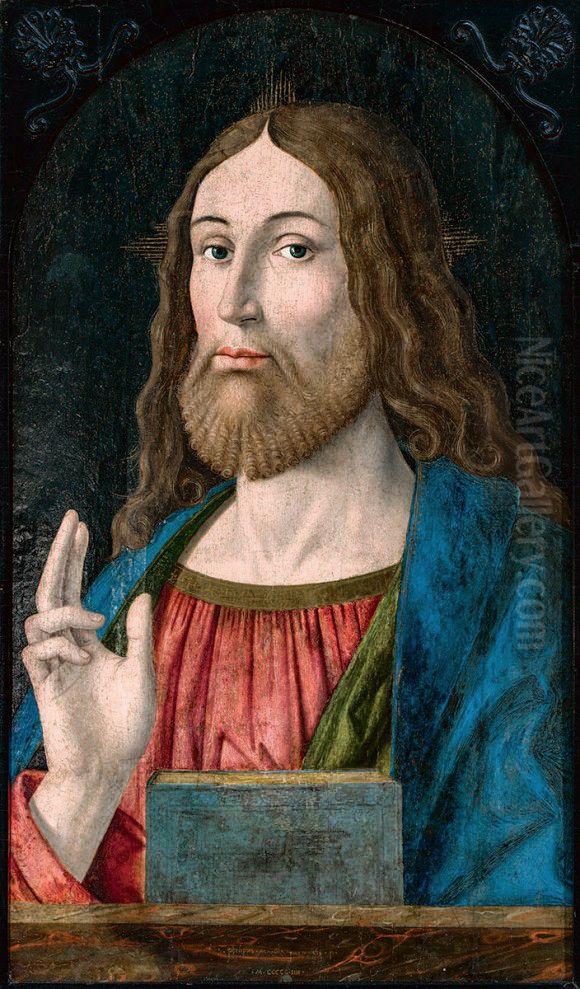 Christ Blessing Oil Painting by Filippo Mazzola