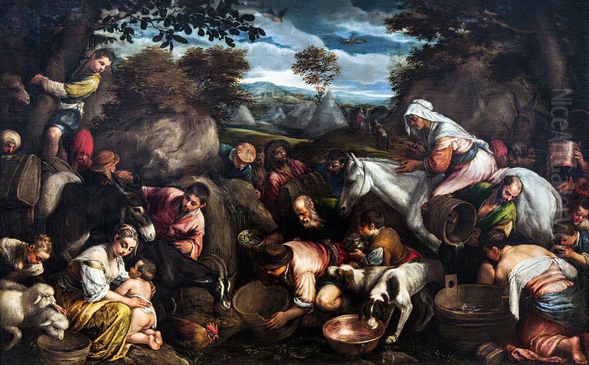 Miracle of the WaterFrancais:Miracle de l'eauItaliano:Miracolo dell'Acqua Oil Painting by Jacopo Bassano