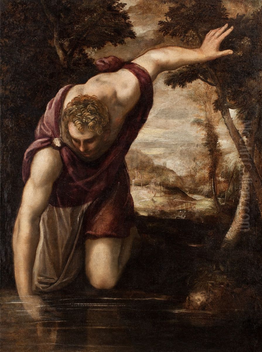 Narcissus Oil Painting by Jacopo Tintoretto