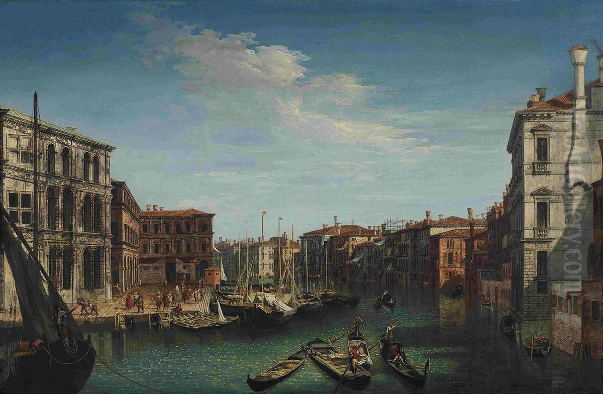 Canal Grande with Palazzo dei Camerlenghi and Campo Erberia Oil Painting by Michele Marieschi