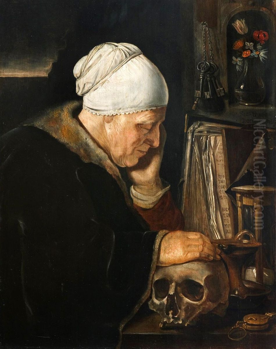 Scholar in his Studio Oil Painting by Philips Koninck