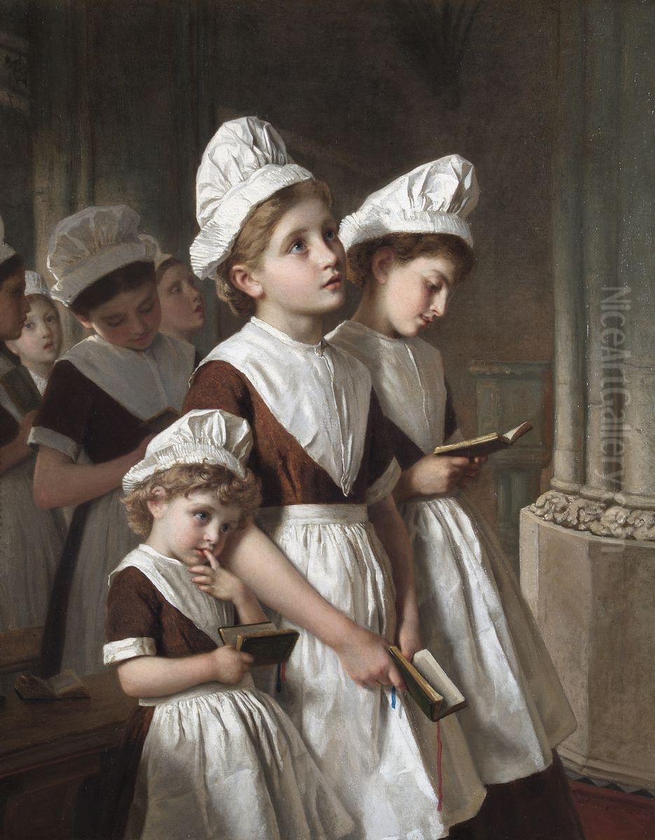 Foundling Girls in the Chapel Oil Painting by Sophie Gengembre Anderson
