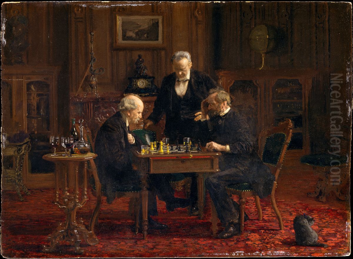 The Chess Players Oil Painting by Thomas Cowperthwait Eakins