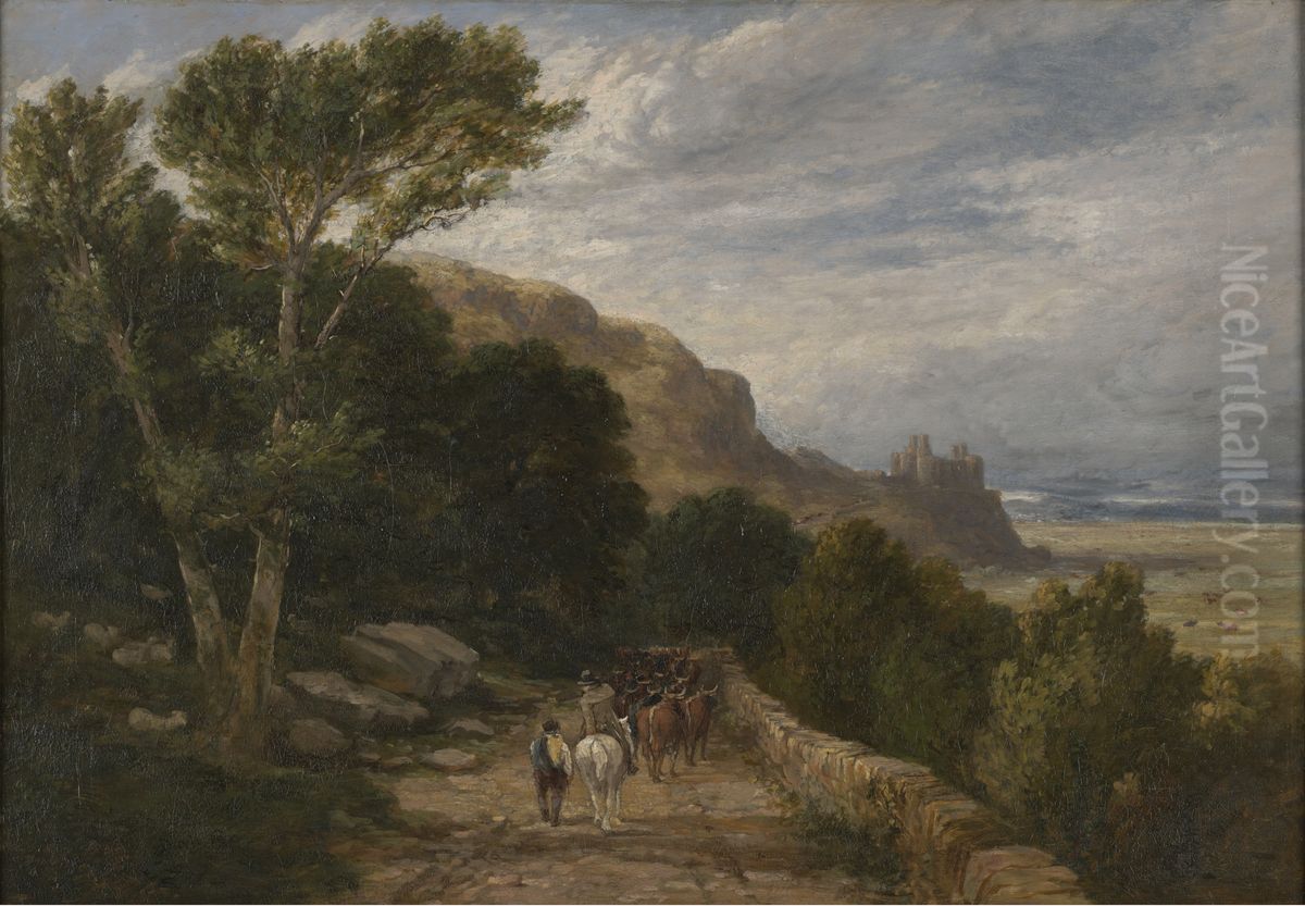 Landscape, Harlech Castle Oil Painting by David Cox Jr.