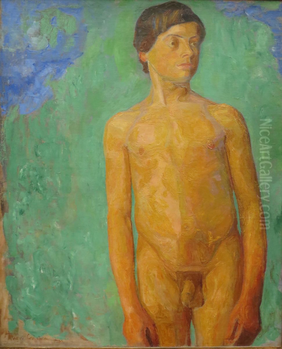 Naked Boy Oil Painting by Thorvald Erichsen