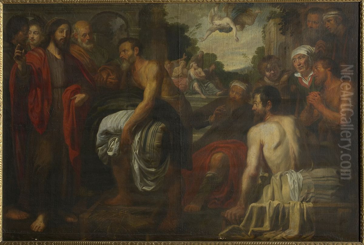 Christ healing the lame at the pool of Bethesda Oil Painting by Artus Wolffort
