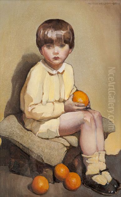 Little Boy with Oranges Oil Painting by Norah Neilson Gray