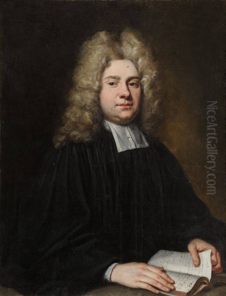 Portrait of Laurence Echard (1670-1730) Oil Painting by Godfrey Kneller