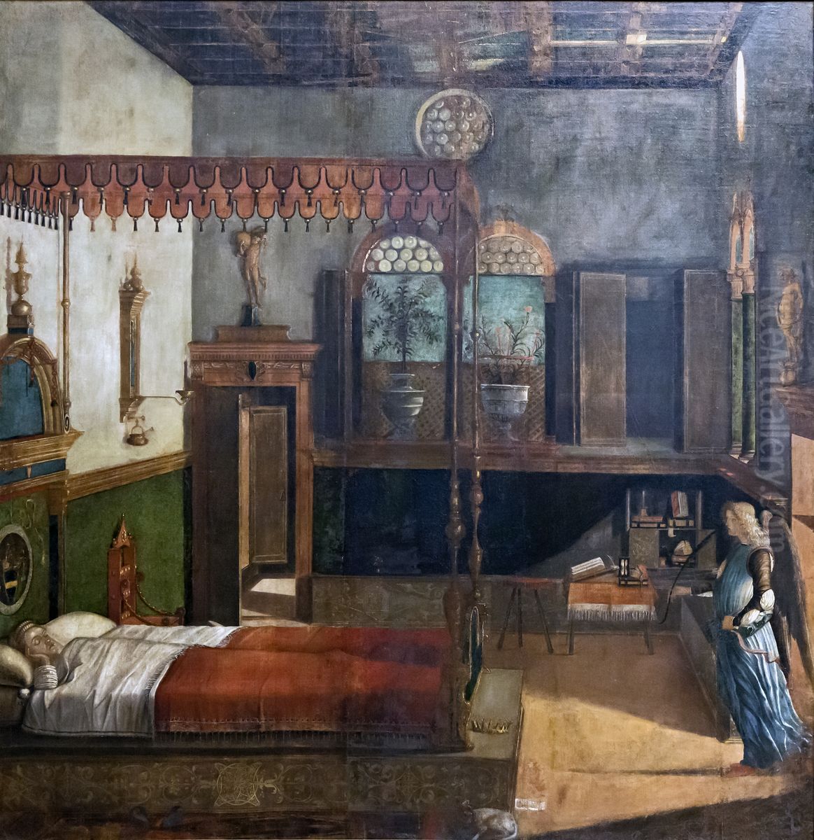 Der Traum der heiligen UrsulaEnglish:Dream of Saint UrsulaFrancais:Le Songe de saint UrsulsItaliano:Sogno di sant'Orsola Oil Painting by Vittore Carpaccio