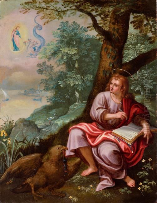 St John the Evangelist on Patmos Oil Painting by Jasper van der Lanen