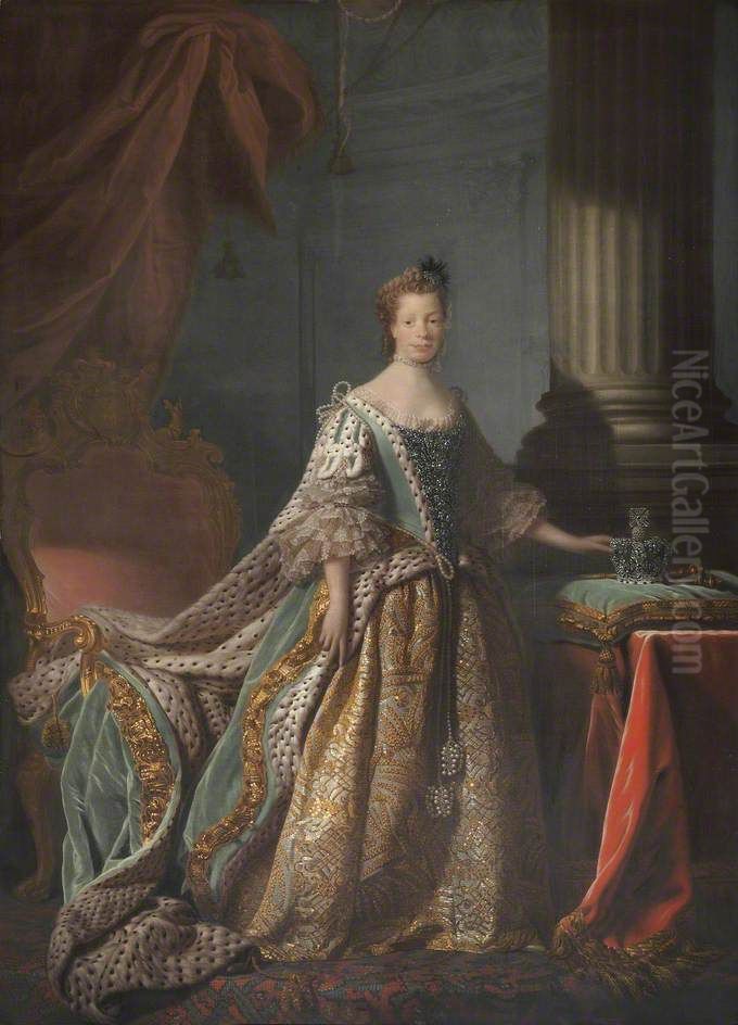 Charlotte (1744-1818), Consort of George III Oil Painting by Allan Ramsay